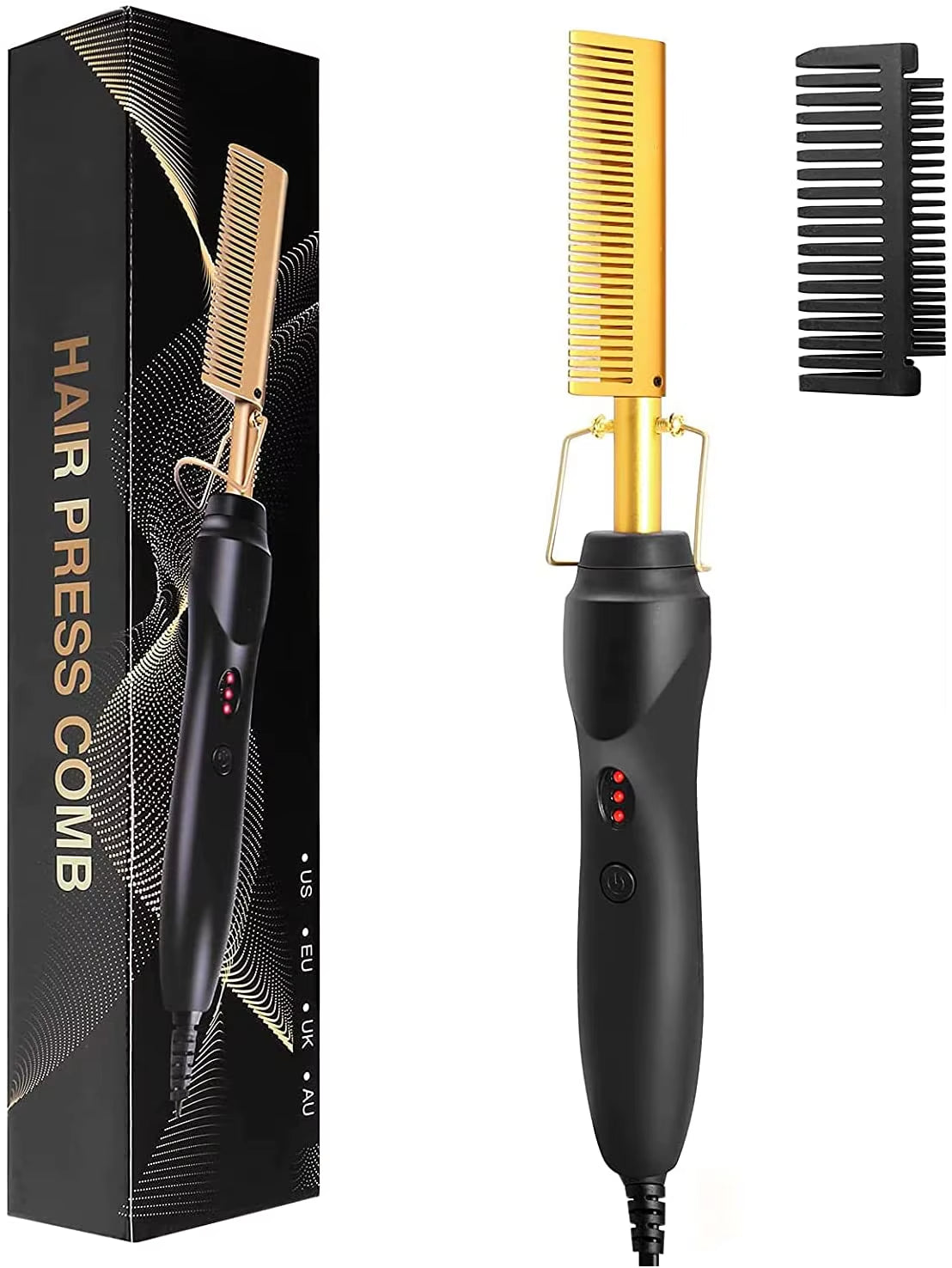 Experience Effortless Styling with the 2-in-1 Hot Comb Hair Straightener - Fast Heating, Portable & Anti-Scald Design!