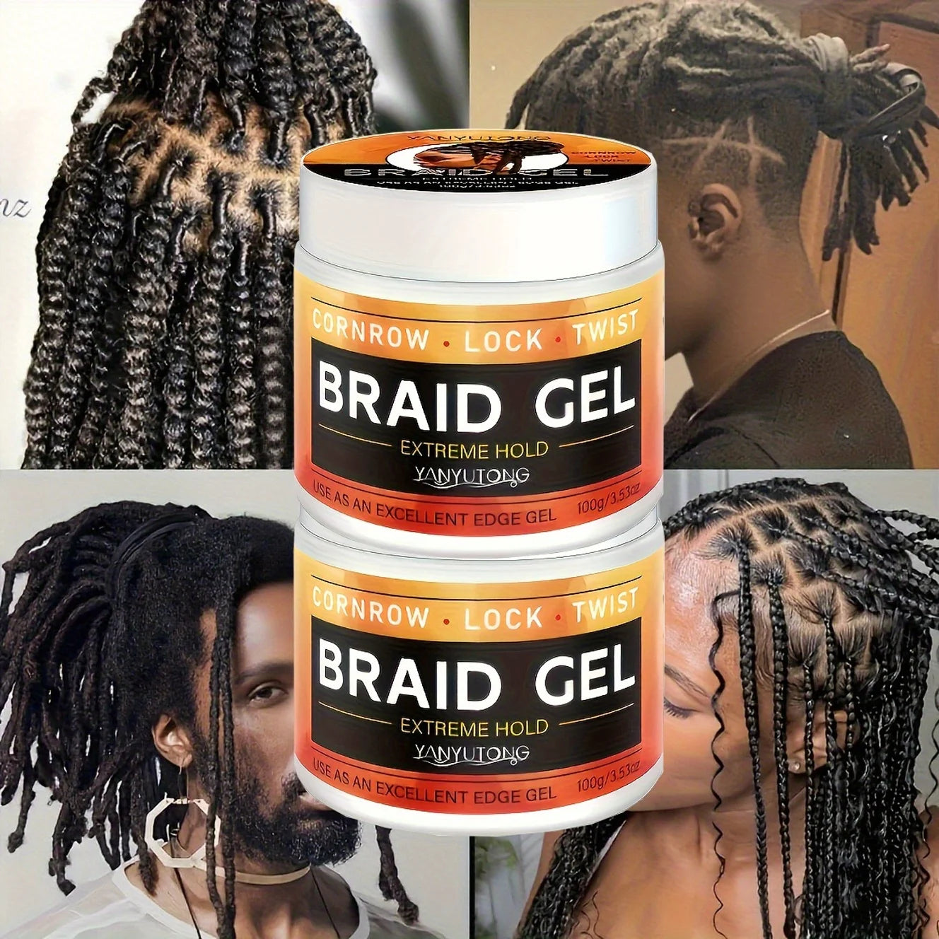 Styling Braiding Gel Wax Carbomer Long Lasting Strong Hold Pomade Anti-Frizz Smooth Hair Finishing Shaping Hair Edge Control