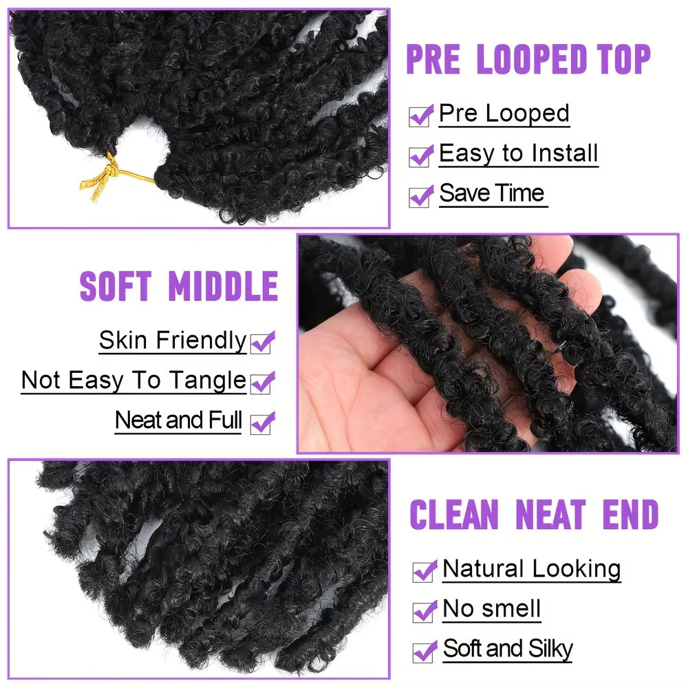Transform Your Look with 10Strand Butterfly Locs Crochet Hair Extensions - 12 Inch Soft Synthetic Curly Braids