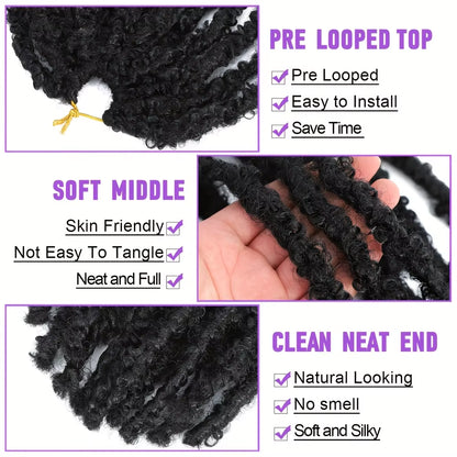 Transform Your Look with 10Strand Butterfly Locs Crochet Hair Extensions - 12 Inch Soft Synthetic Curly Braids