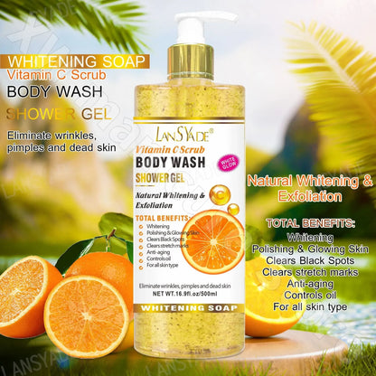Scrub Shower Gel 1000Ml Silky Skin Rich Foam Refreshing Moisturizing Gentle Cleansing Improves Dullness Long-Lasting Fragrance