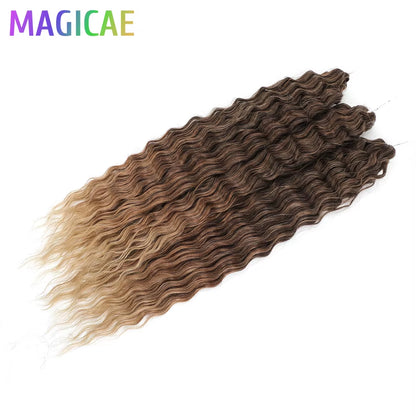 3Pcs 24Inches 300Grams Ariel Deep Water Twist Braids Crochet Curly Hair Orange Brown6# Blond 613 White Gray 58# Bundles
