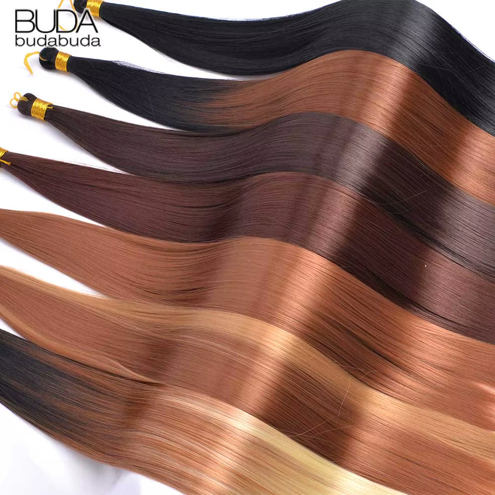 Elevate Your Look with 26 Inch Silky Bone Straight Synthetic Crochet Braids - Ombre Black Hair Extensions
