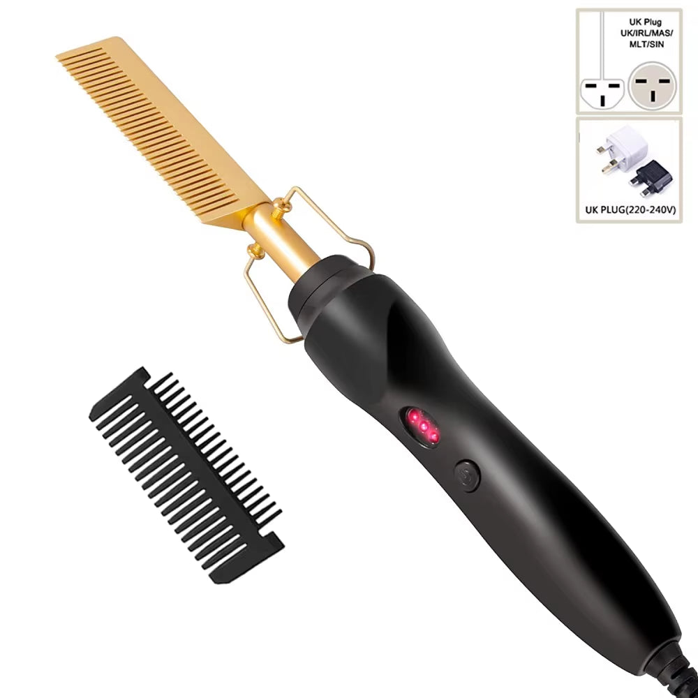 Experience Effortless Styling with the 2-in-1 Hot Comb Hair Straightener - Fast Heating, Portable & Anti-Scald Design!
