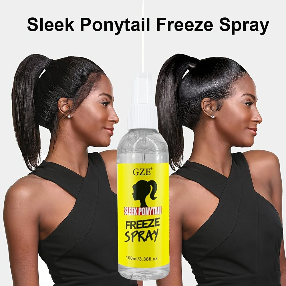 Sleek Ponytail Freeze Spray - Long Lasting Hold, Frizz Control, and Shine - Non-Sticky Formula for Professional Looking