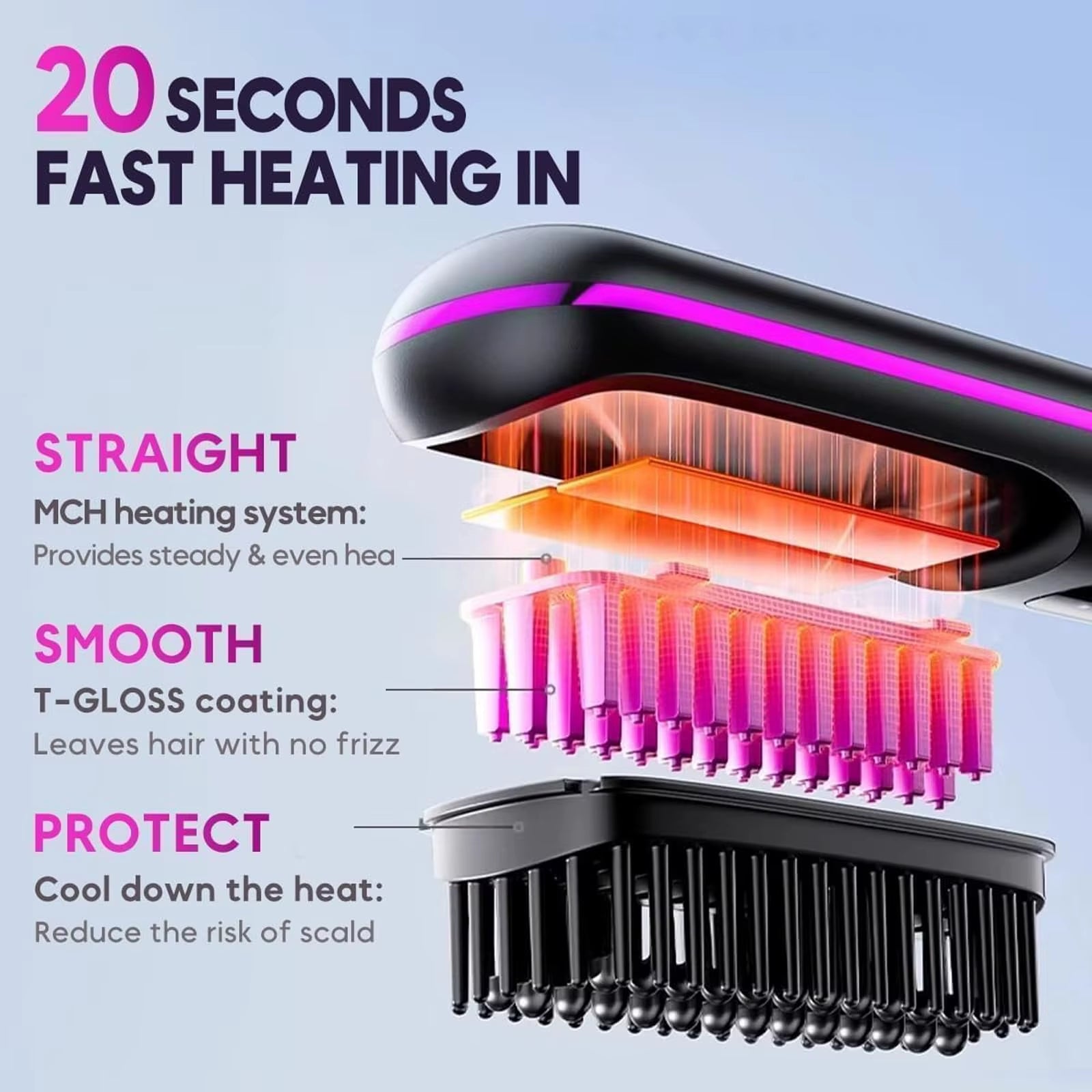 Experience Effortless Style Anywhere with the 2026 Cordless Portable Hair Straightener Brush - Fast Heating with LCD Temperature Display