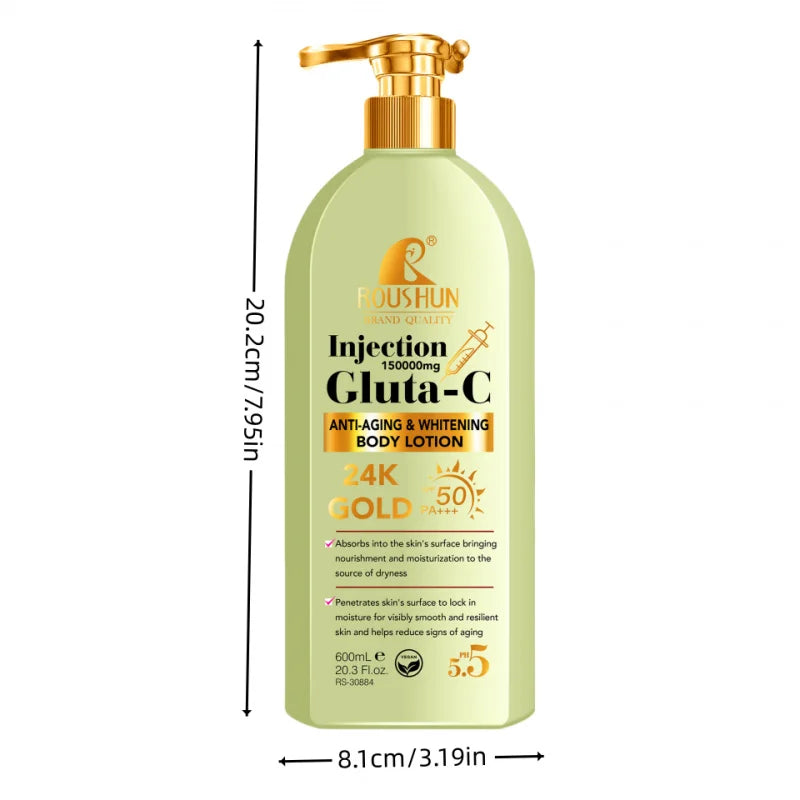 600Ml GLUTA-C Body Lotion Sun Cream 2-In-1 Moisturizing Body Lotion Leaves Fragrance, Refreshing and Moisturizing