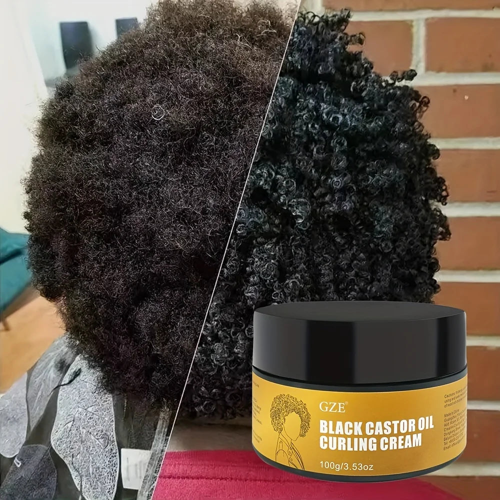 GZE Black Castor Oil Curl Defining Cream Non-Stick Hydrates & Eliminates Frizz, Hair-Smoothing Anti-Frizz Cream to Define