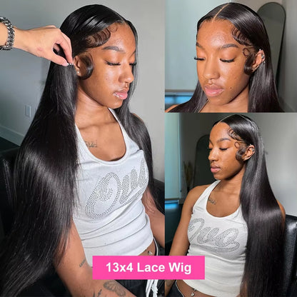 40 30Inches Bone Straight 250 Density 13X6 Lace Front 100% Human Hair Wig Brazilian 13X4 HD Lace Frontal Wigs for Women