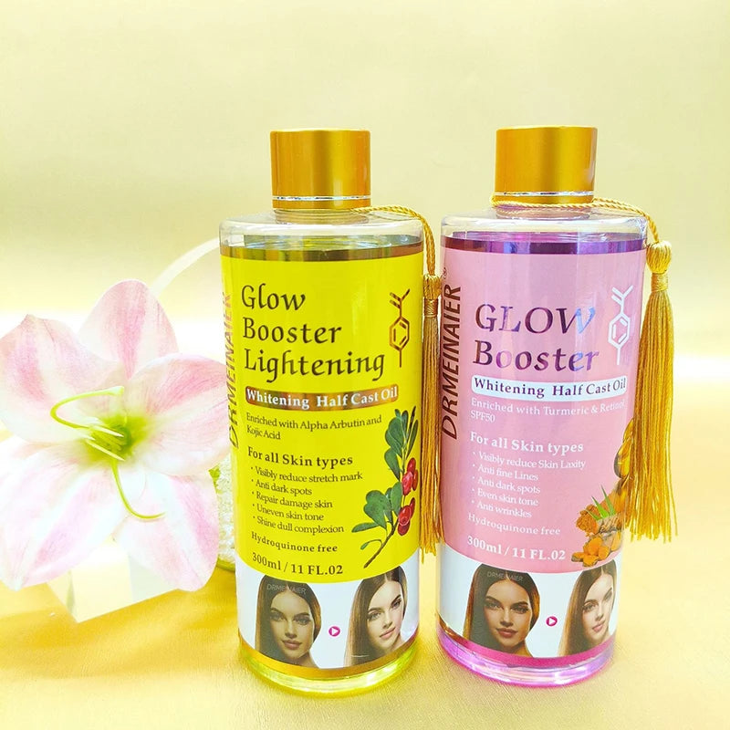 Glow Booster Body Brightening Half Cast Massage Oil,Arbutin Kojic Acid Skin Tone Correcting Meridian SPA Relaxation Care Serum