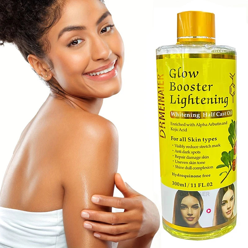 Glow Booster Body Brightening Half Cast Massage Oil,Arbutin Kojic Acid Skin Tone Correcting Meridian SPA Relaxation Care Serum