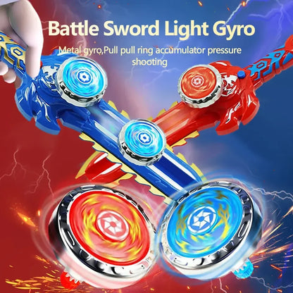 Kid Sword Launcher Led Spinning Top Toy Creative Hand Cranked Color Luminous Spinning Toys for Boys Girls Children Gifts