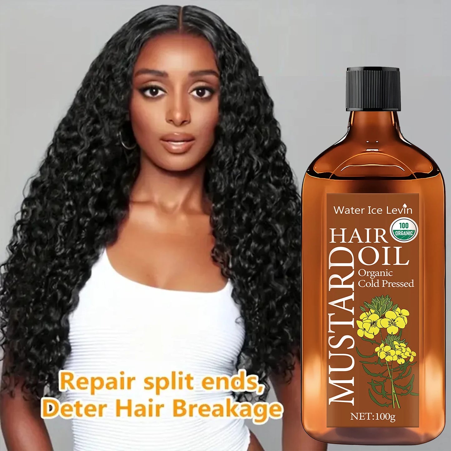 Organic Cold Pressed Mustard Hair Oil - Hyaluronic Acid & Vitamin Infusion, Deep Nourishment, Winter Hydration Therapy