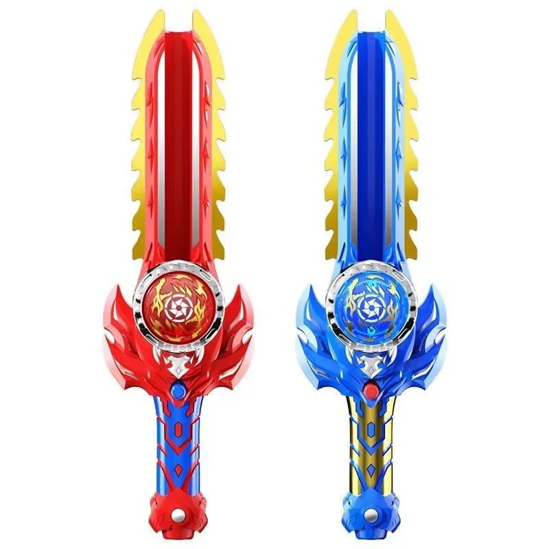Kid Sword Launcher Led Spinning Top Toy Creative Hand Cranked Color Luminous Spinning Toys for Boys Girls Children Gifts