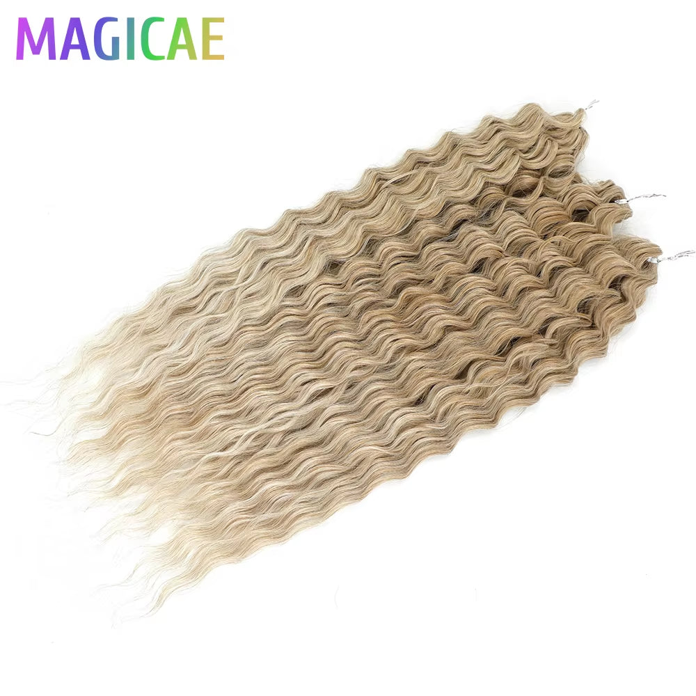 3Pcs 24Inches 300Grams Ariel Deep Water Twist Braids Crochet Curly Hair Orange Brown6# Blond 613 White Gray 58# Bundles