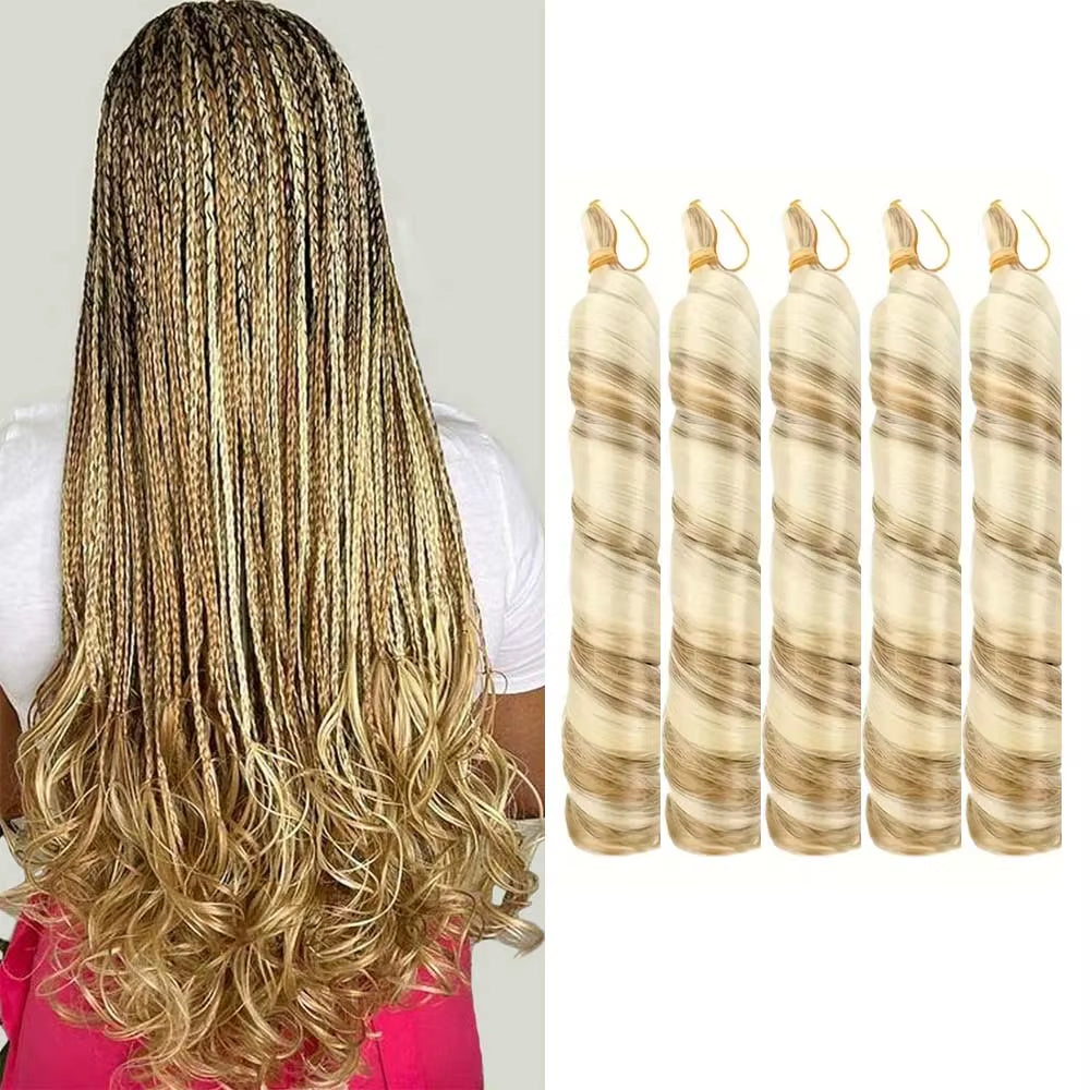 Elevate Your Style with 24-Inch Synthetic French Curls Crochet Hair - Pre-Stretched Loose Wave Braiding Hair in Ombre Colors