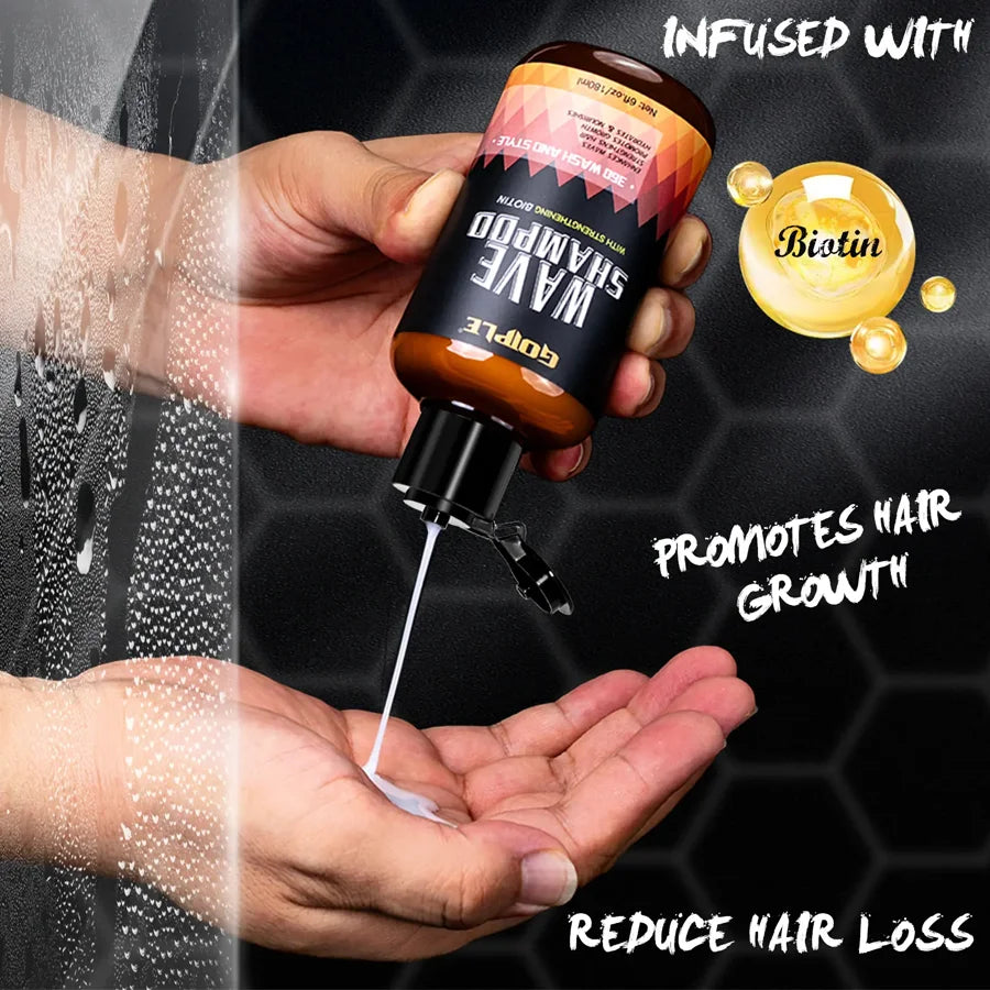 180Ml Wave Shampoo Deep Clean or 113G 360 Style High Shine Hair Pomade Strong Hold Layered Control Wavy Wax Cream for Men