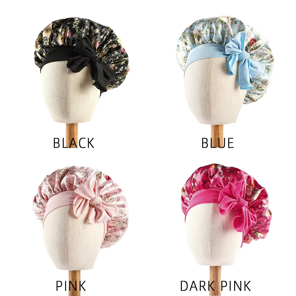 Enchanting Unicorn Satin Bonnet for Kids - Soft Wide Elastic Band Sleeping Cap for Curly Hair, Ideal Nighttime and Shower Use