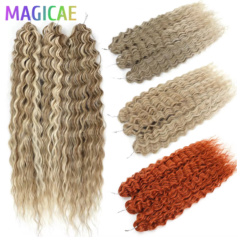 3Pcs 24Inches 300Grams Ariel Deep Water Twist Braids Crochet Curly Hair Orange Brown6# Blond 613 White Gray 58# Bundles