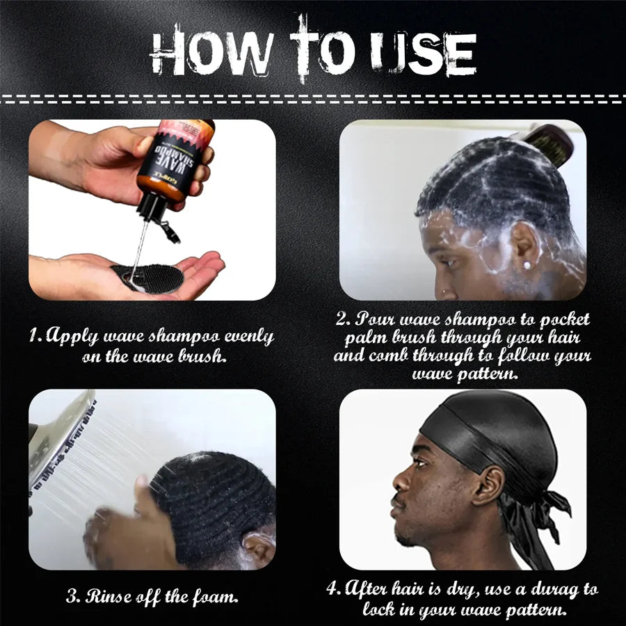 180Ml Wave Shampoo Deep Clean or 113G 360 Style High Shine Hair Pomade Strong Hold Layered Control Wavy Wax Cream for Men