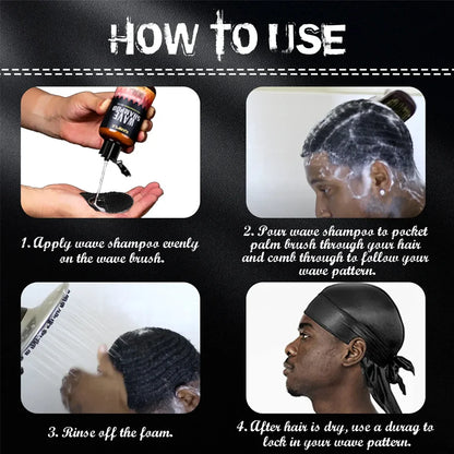 180Ml Wave Shampoo Deep Clean or 113G 360 Style High Shine Hair Pomade Strong Hold Layered Control Wavy Wax Cream for Men