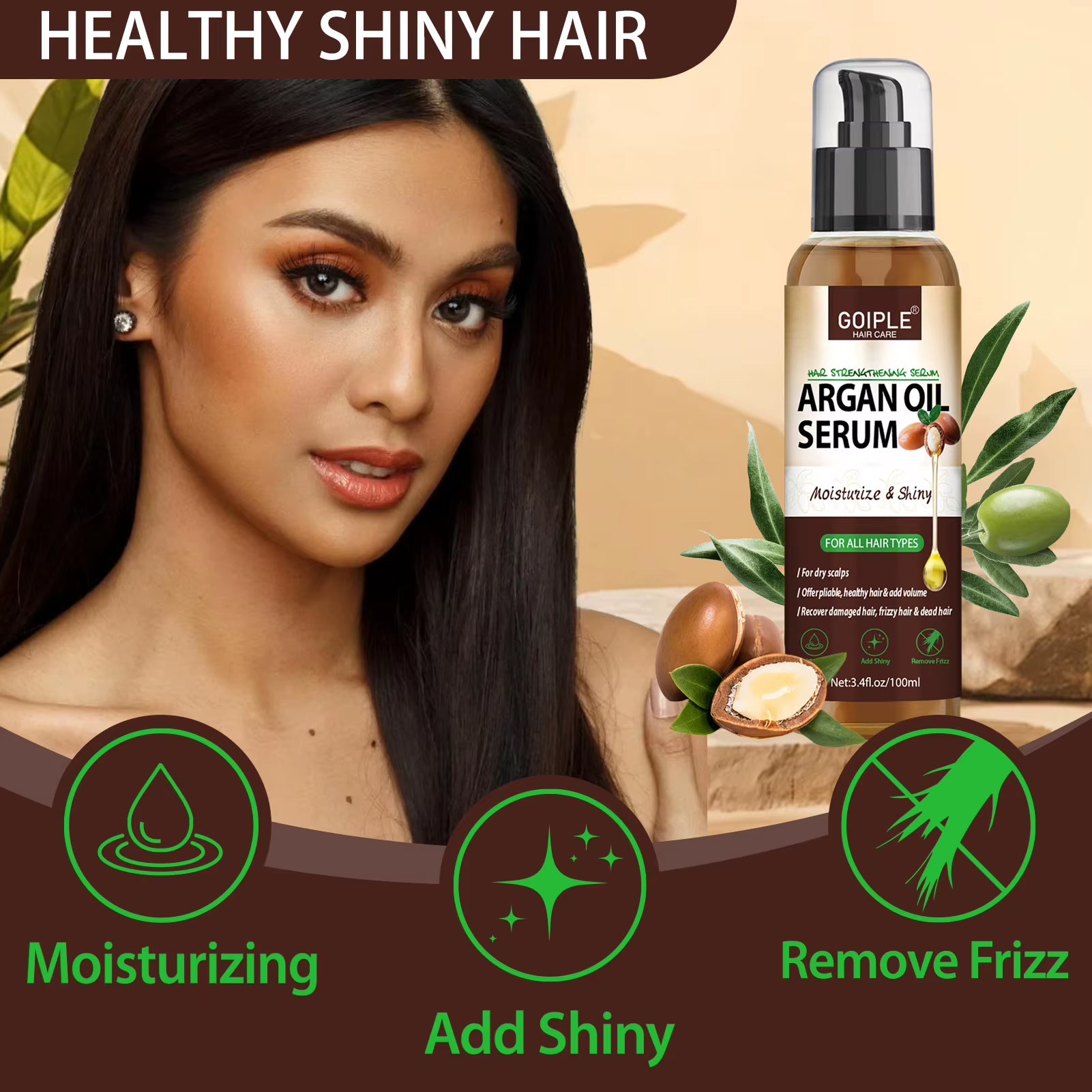 100Ml Natural Argan Oil Hair Serum Repair Strengthening Moisturize Shiny Hair Healthy Scalps Treatment Care Conditioner
