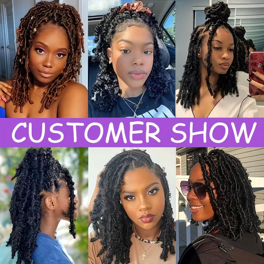 Transform Your Look with 10Strand Butterfly Locs Crochet Hair Extensions - 12 Inch Soft Synthetic Curly Braids