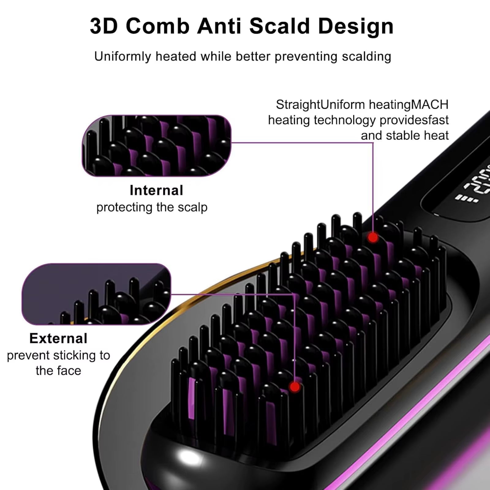 Experience Effortless Style Anywhere with the 2026 Cordless Portable Hair Straightener Brush - Fast Heating with LCD Temperature Display