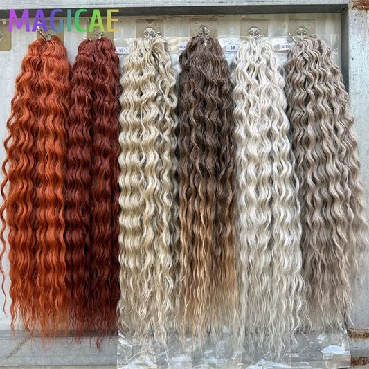 3Pcs 24Inches 300Grams Ariel Deep Water Twist Braids Crochet Curly Hair Orange Brown6# Blond 613 White Gray 58# Bundles