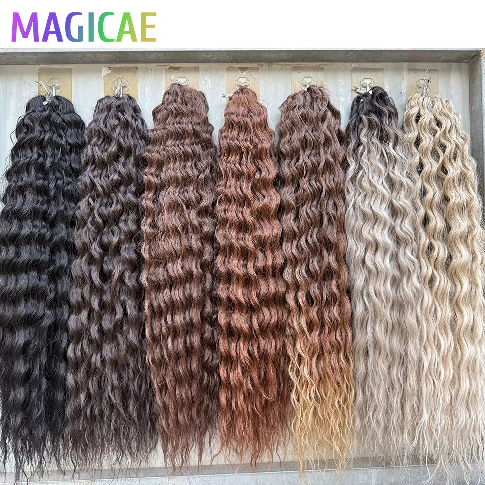 3Pcs 24Inches 300Grams Ariel Deep Water Twist Braids Crochet Curly Hair Orange Brown6# Blond 613 White Gray 58# Bundles
