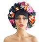 Hair Cap Silk Satin Bonnet Large Sleeping Satin Bonnet Flower Print Elastic Band High Density Women Braids Curly Night Hat