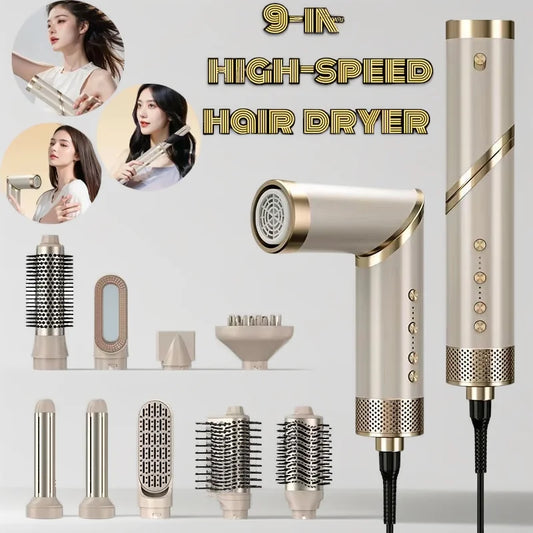 9 in 1 Hair Dryer Hot Comb Set Professional Curling Iron Hair Straightener Styling Tool for Professional Hair Dryer Household
