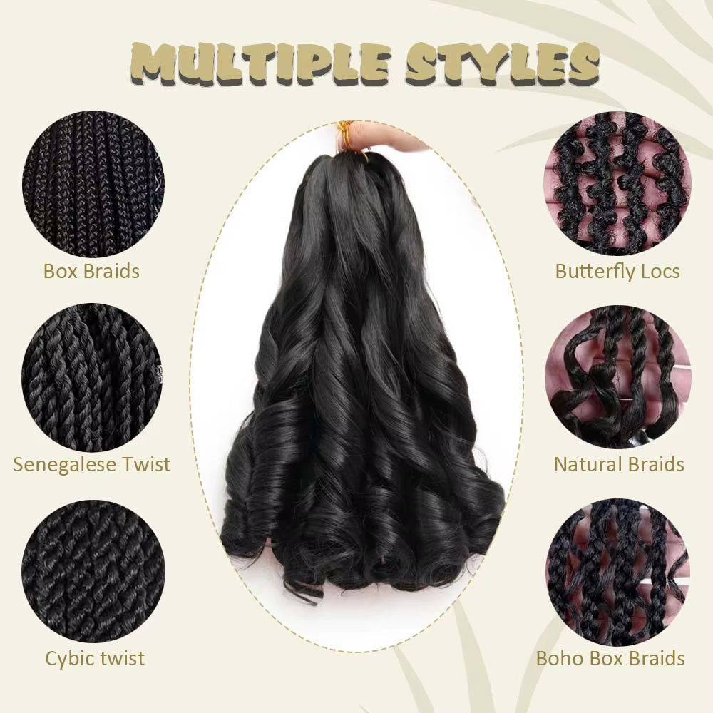Elevate Your Style with 24-Inch Synthetic French Curls Crochet Hair - Pre-Stretched Loose Wave Braiding Hair in Ombre Colors