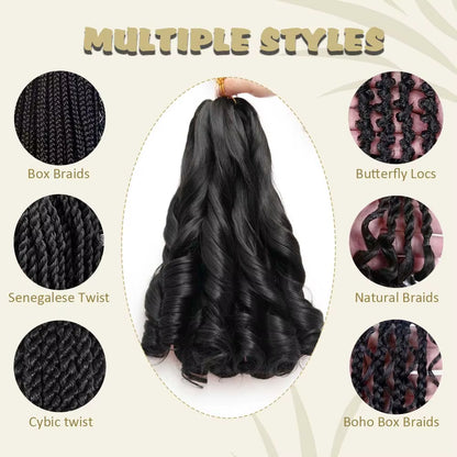 Elevate Your Style with 24-Inch Synthetic French Curls Crochet Hair - Pre-Stretched Loose Wave Braiding Hair in Ombre Colors