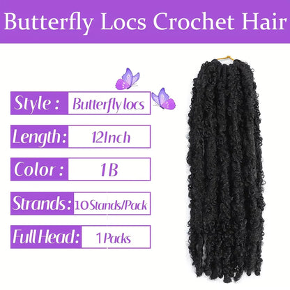 Transform Your Look with 10Strand Butterfly Locs Crochet Hair Extensions - 12 Inch Soft Synthetic Curly Braids