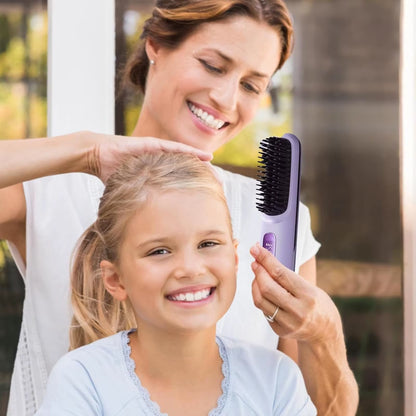 Experience Effortless Style Anywhere with the 2026 Cordless Portable Hair Straightener Brush - Fast Heating with LCD Temperature Display