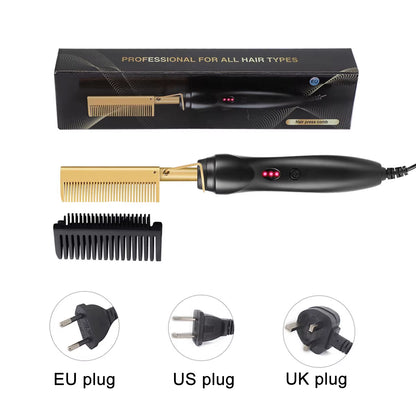 Experience Effortless Styling with the 2-in-1 Hot Comb Hair Straightener - Fast Heating, Portable & Anti-Scald Design!