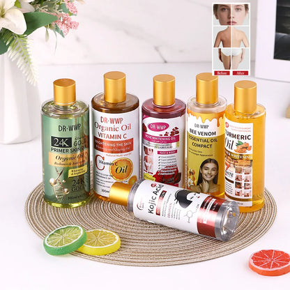 Rose Turmeric Kojic Acid Massage Body Oil 220Ml Whitening Body Oil for Dark Spots, Brightening Smoothing Face Body Skin Care