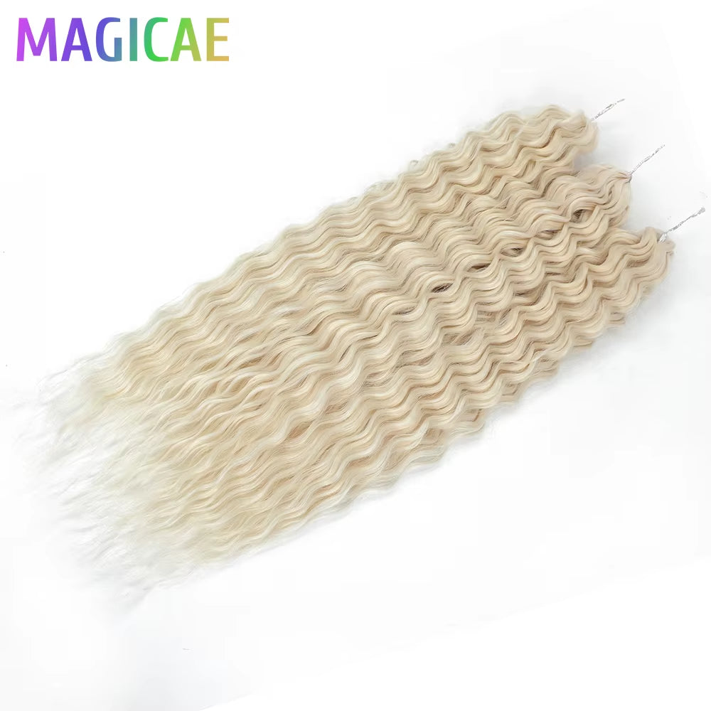 3Pcs 24Inches 300Grams Ariel Deep Water Twist Braids Crochet Curly Hair Orange Brown6# Blond 613 White Gray 58# Bundles