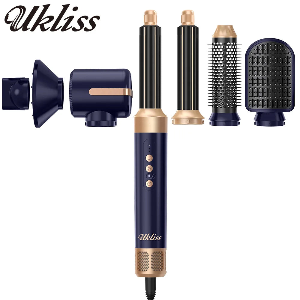Hair Dryer Brush 7 in 1, Air Styler Set with Curling Iron, round Brush, Straightener for Women
