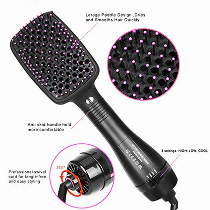 Hot Sale One Step Hair Comb Negative Ion Hair Dryer Brush Curling Straight Wet and Dry Straight Curler Hot Air Comb