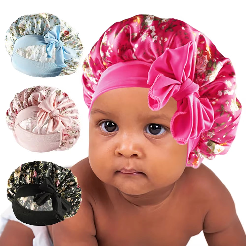 Enchanting Unicorn Satin Bonnet for Kids - Soft Wide Elastic Band Sleeping Cap for Curly Hair, Ideal Nighttime and Shower Use