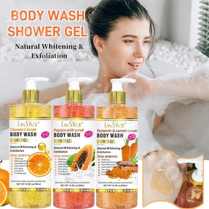 Scrub Shower Gel 1000Ml Silky Skin Rich Foam Refreshing Moisturizing Gentle Cleansing Improves Dullness Long-Lasting Fragrance