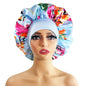 Hair Cap Silk Satin Bonnet Large Sleeping Satin Bonnet Flower Print Elastic Band High Density Women Braids Curly Night Hat
