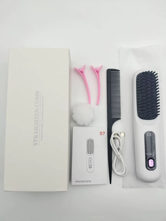 Experience Effortless Style Anywhere with the 2026 Cordless Portable Hair Straightener Brush - Fast Heating with LCD Temperature Display