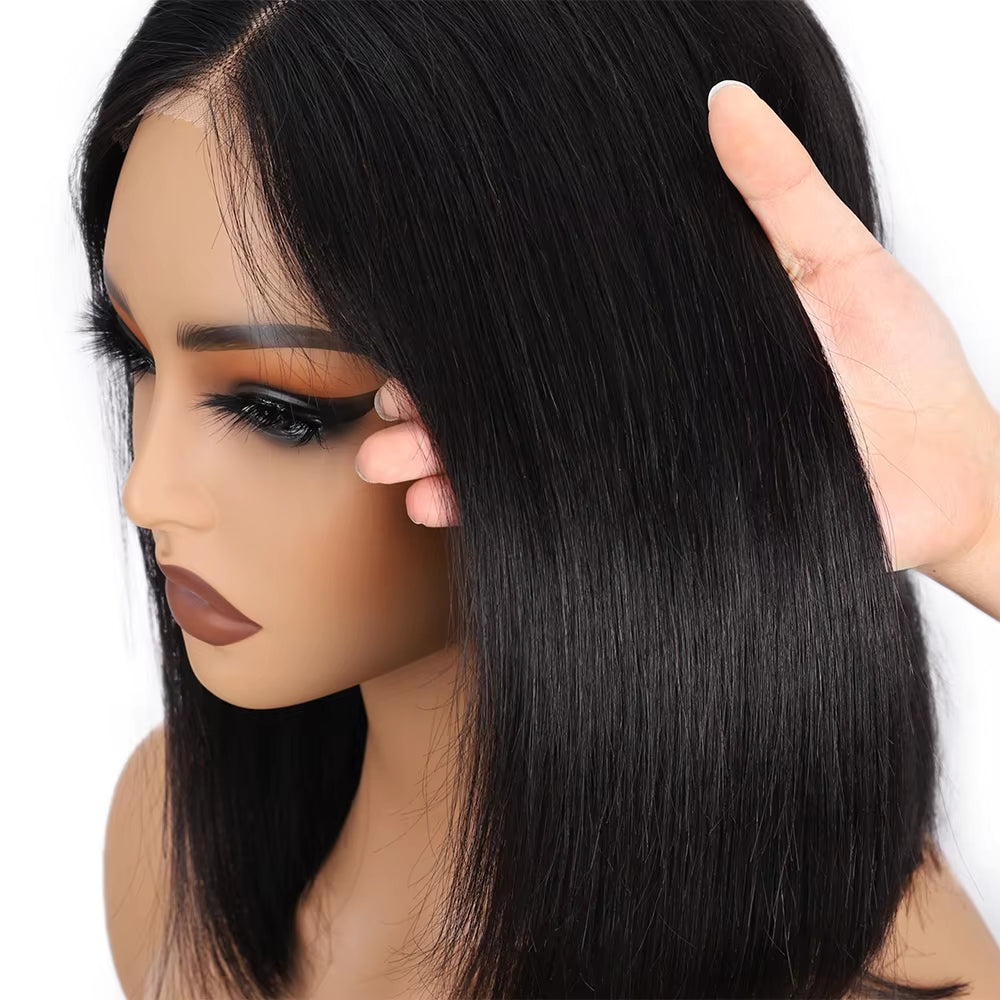 Wear and Go Glueless Wigs Human Hair Bob Straight Pre Cut Lace Front Wigs Human Hair Upgraded No Glue Lace Front Wigs for Women