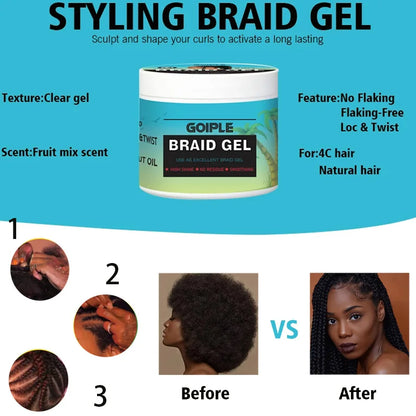 100G Tea Tree Mint Braid Styling Gel Edge Control Frizz Smooth Hair Wax Pomade Loc Twist Braiding Cream for African Women