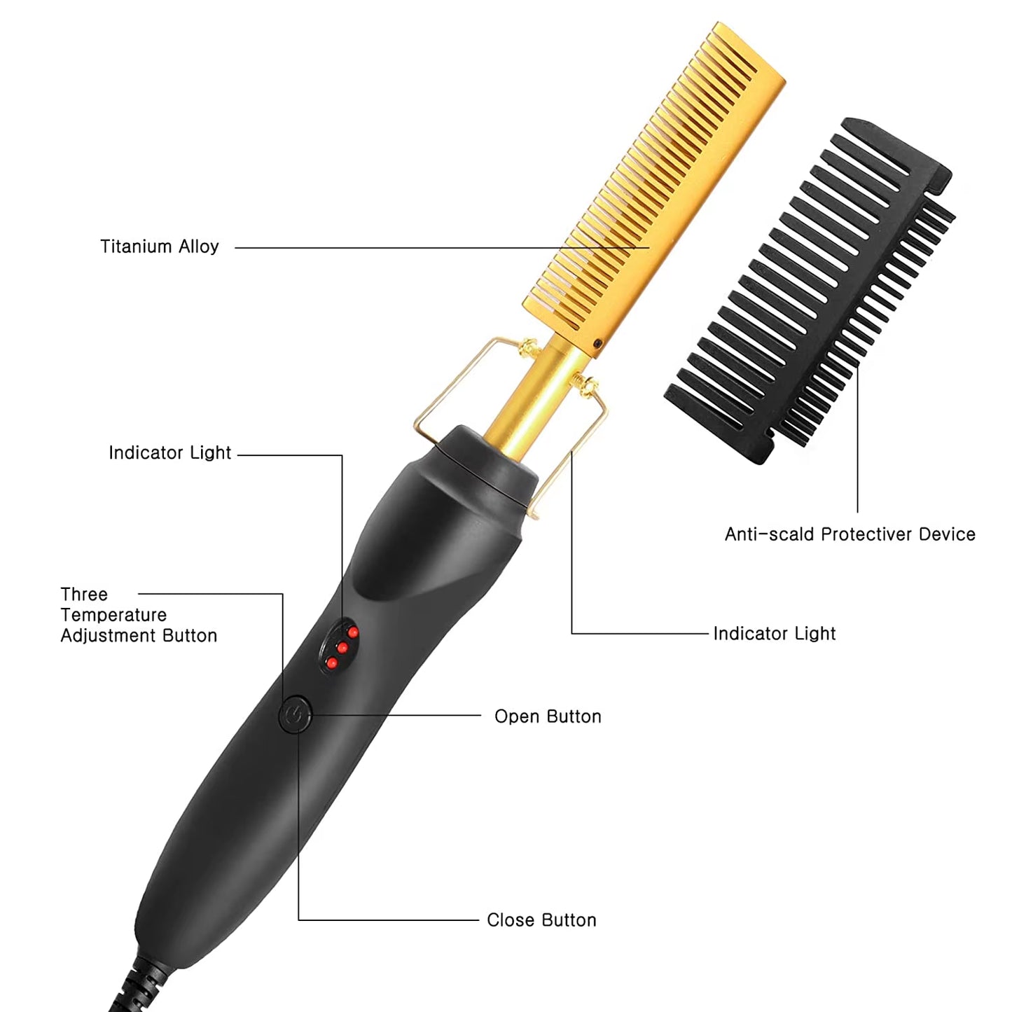 Experience Effortless Styling with the 2-in-1 Hot Comb Hair Straightener - Fast Heating, Portable & Anti-Scald Design!