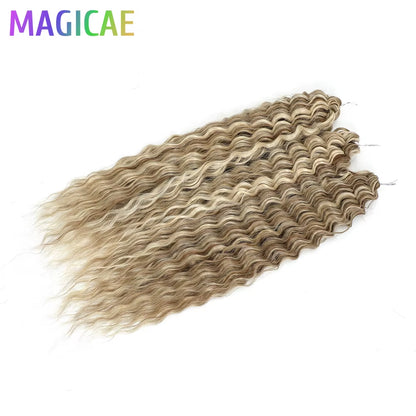 3Pcs 24Inches 300Grams Ariel Deep Water Twist Braids Crochet Curly Hair Orange Brown6# Blond 613 White Gray 58# Bundles