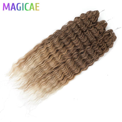 3Pcs 24Inches 300Grams Ariel Deep Water Twist Braids Crochet Curly Hair Orange Brown6# Blond 613 White Gray 58# Bundles